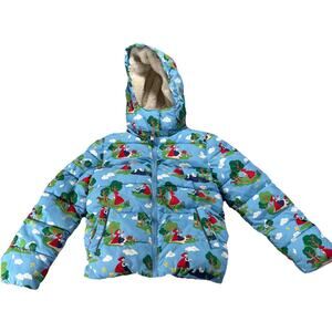 Boden Girl Puffer Coat 8-9Y Little Red Riding Hood Removable Hoodie